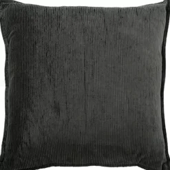 Charcoal Velvet Corduroy Flange Throw Pillow