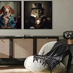 Charming Victorian Cat Framed Canvas Art Print