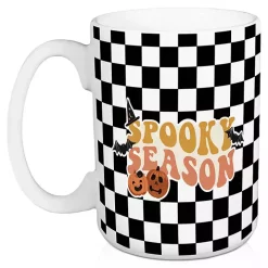 Checkered Spooky Season Halloween Mugs, Set of 2