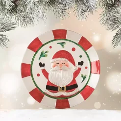 Cheerful Santa Glass Serving Platter