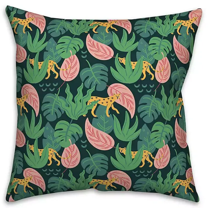 Cheetahs and Leaves Outdoor Pillow