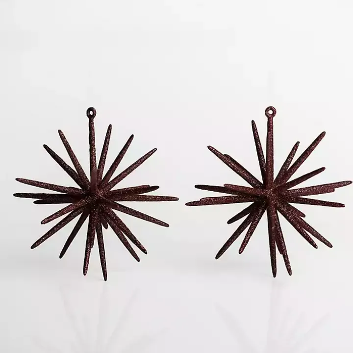 Chocolate Glitter Sputnik Ornaments, Set of 2