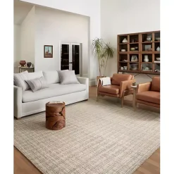 Chris Loves Julia x Loloi Polly Tan Grid Rug, 2x9