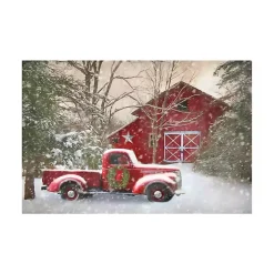 Christmas Barn & Truck Canvas Art Print, 36x24 in.