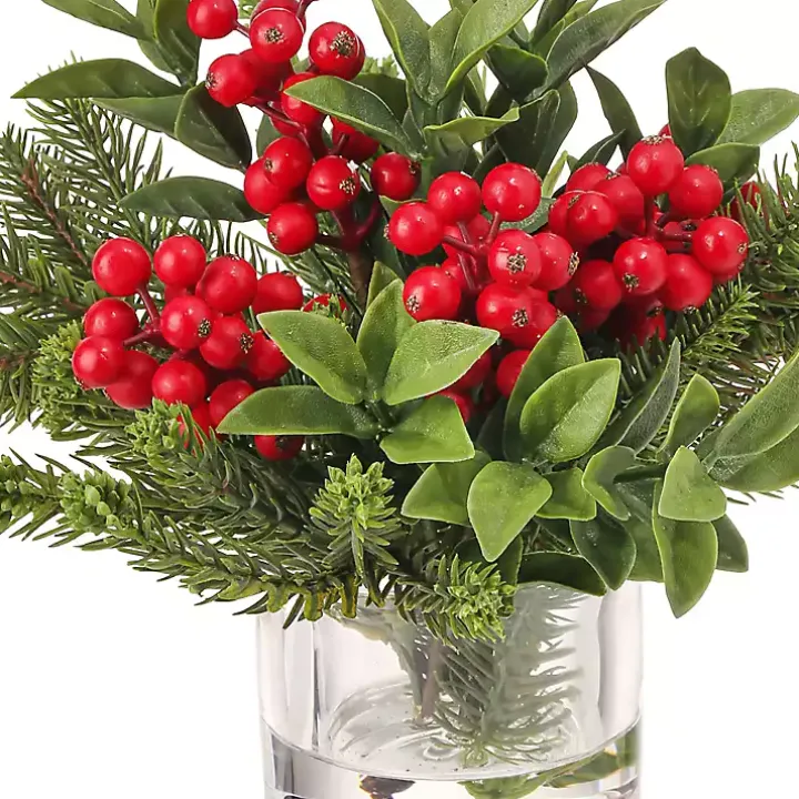 Christmas Berry & Pine Faux Water Arrangement