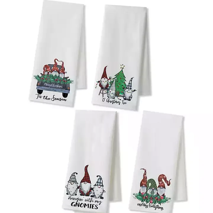 Christmas Gnomes Tea Towels, Set of 4