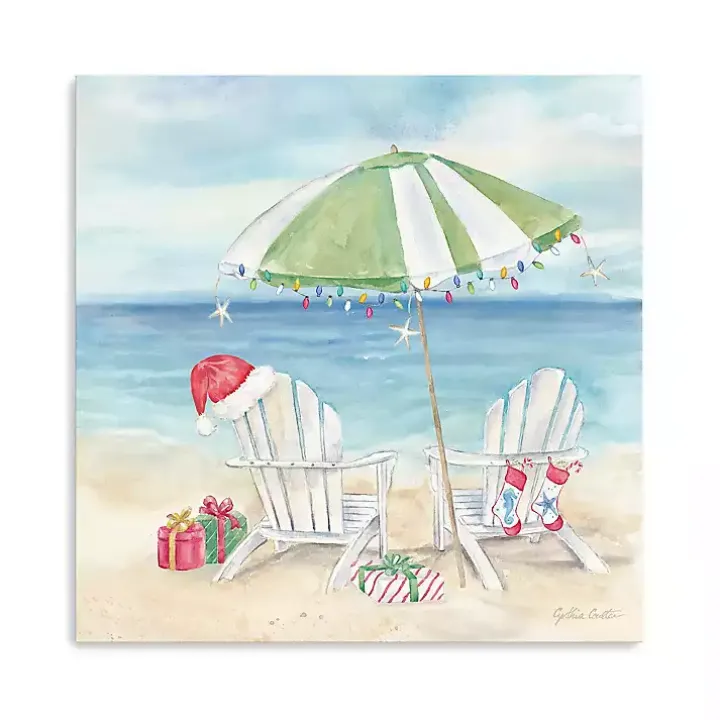 Christmas on the Beach Canvas Art Print, 30x30 in.