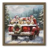 Christmas Puppies in a Truck Framed Art Print