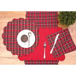 Christmas Red Plaid Scalloped Table Runner