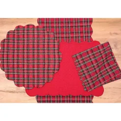 Christmas Red Plaid Scalloped Table Runner