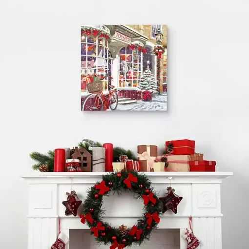 Christmas Toy Shop Storefront Canvas Art Print