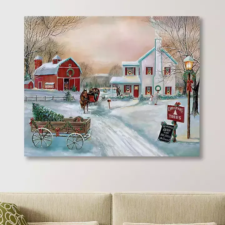 Christmas Tree Farm in Snow Canvas Art Print