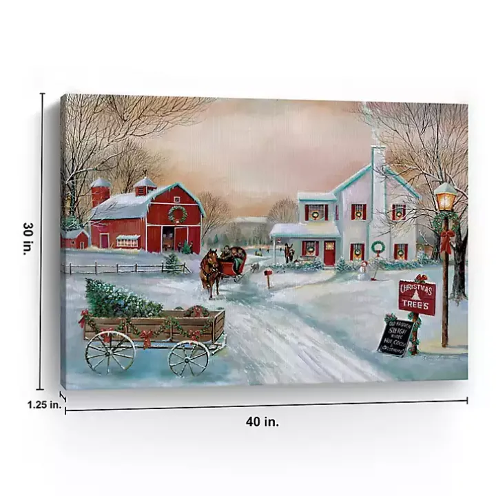 Christmas Tree Farm in Snow Canvas Art Print