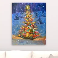 Christmas Tree Multi Lights Canvas Art Print