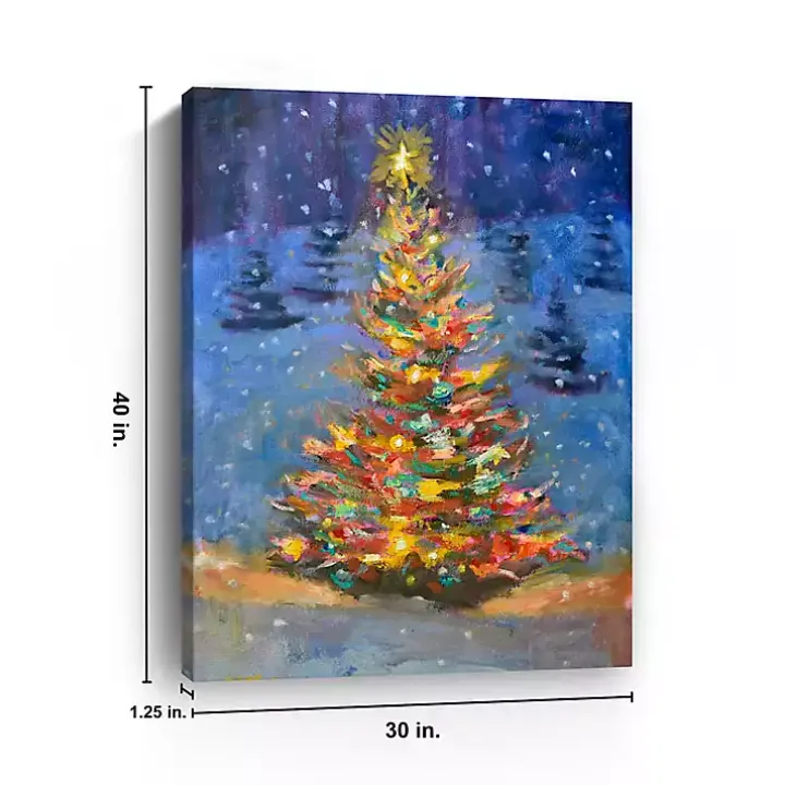Christmas Tree Multi Lights Canvas Art Print