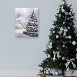 Christmas Tree Snowy Lane Canvas Art Print