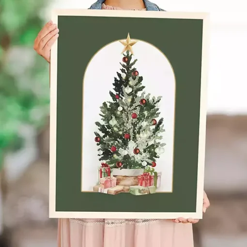 Christmas Tree with Gifts Framed Art Print