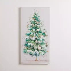 Christmas Tree with Glitter Canvas Wall Plaque