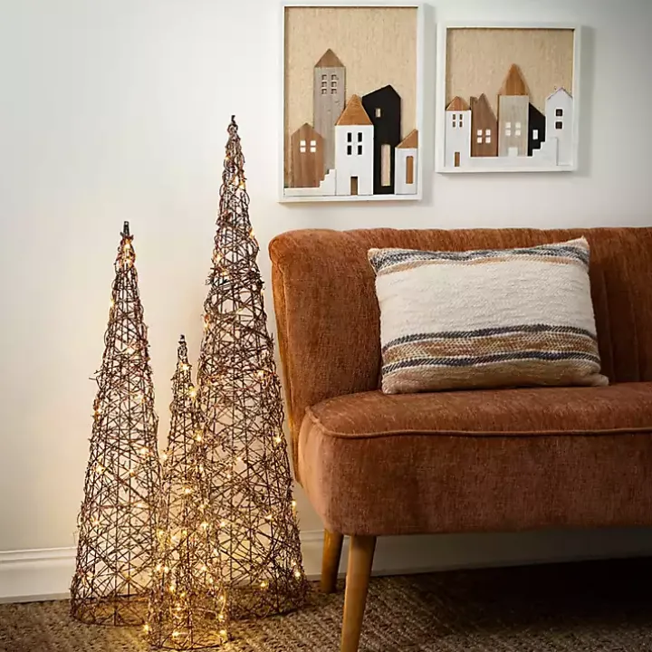 Christmas Village Framed Wall Plaques, Set of 2