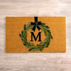 Christmas Wreath Monogram M Doormat