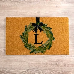 Christmas Wreath Monogram L Doormat