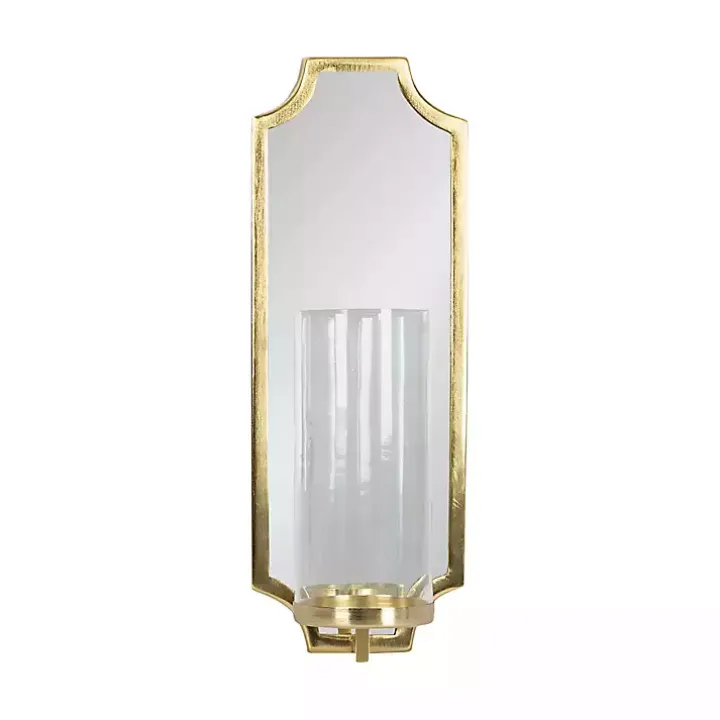 Ciel Gold Mirrored Pillar Candle Sconce