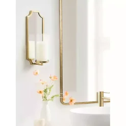 Ciel Gold Mirrored Pillar Candle Sconce