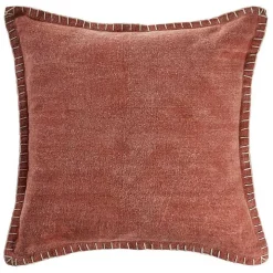 Clay Stitched Flange Velvet Throw Pillow