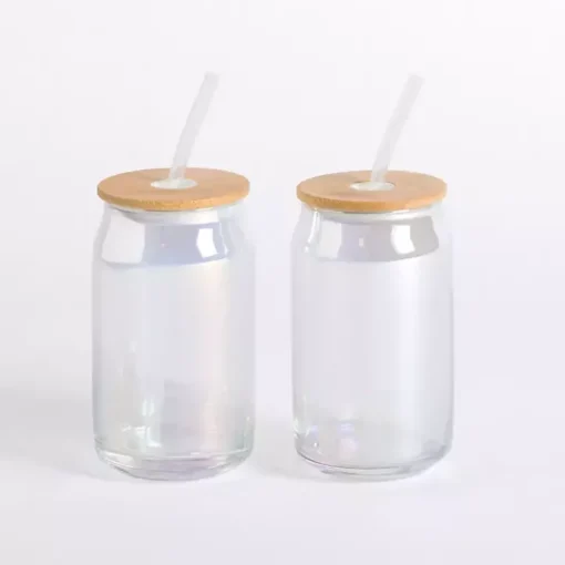 Clear Glass Can Tumblers, Set of 2