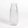 Clear Glass Wavy Ribbed Vase, 12 in.