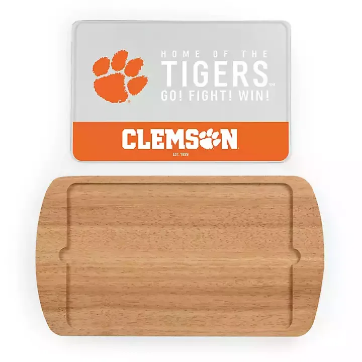 Clemson Tigers Wood and Glass Serving Board