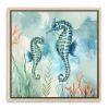 Coastal Bay Seahorses Framed Canvas Art Print