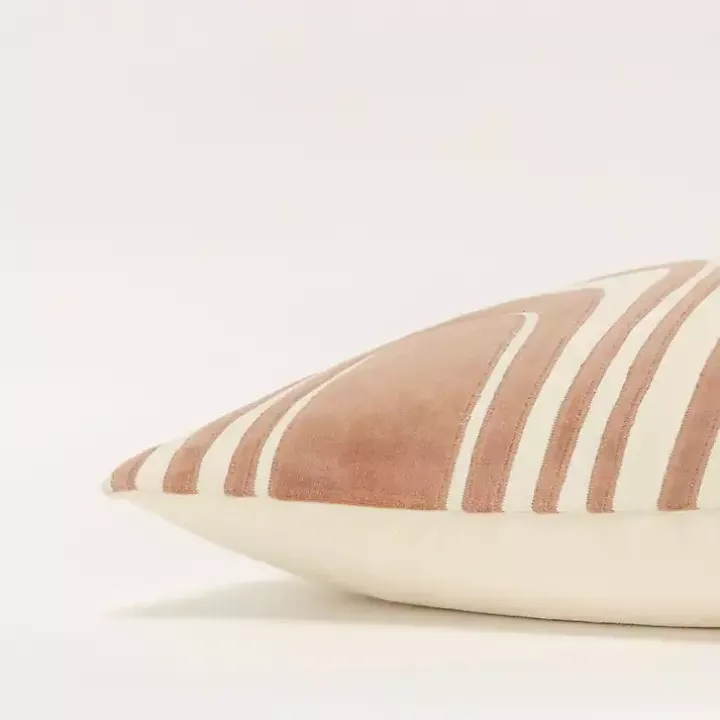 Cocoa and Natural Wave Lumbar Pillow