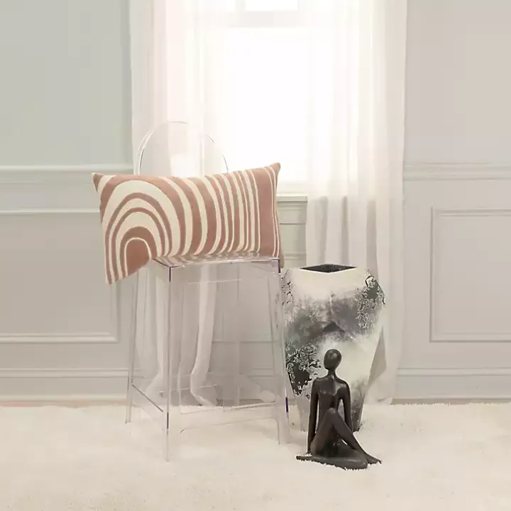 Cocoa and Natural Wave Lumbar Pillow