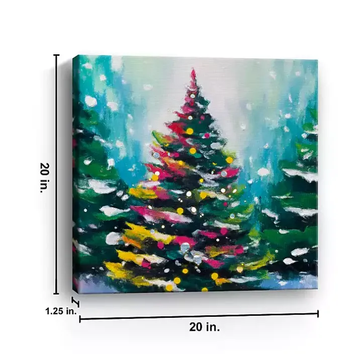 Colorful Christmas Tree Canvas Art Print
