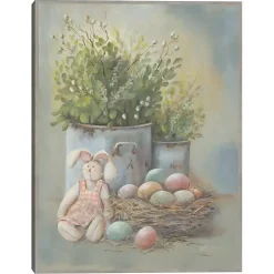 Colorful Eggs Rustic Easter Canvas Wall Art