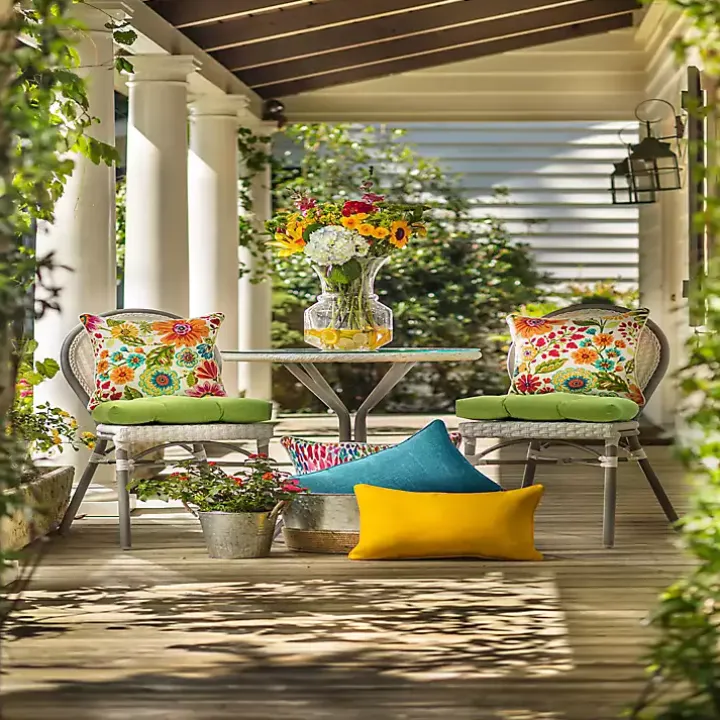 Colorful Floral Outdoor Chair Cushion