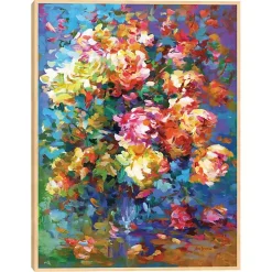 Colorful Flowers in Vase Framed Canvas Art Print