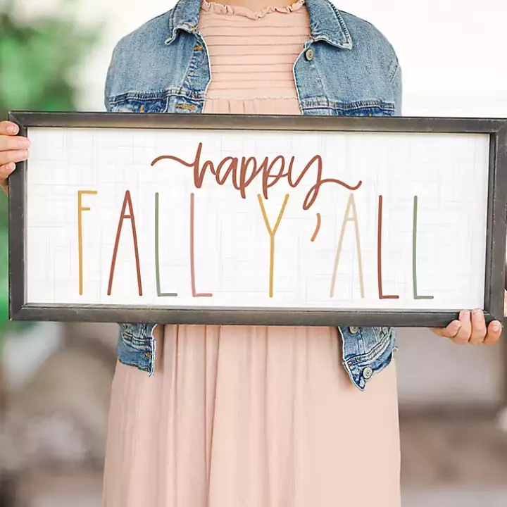 Colorful Happy Fall Yall Framed Plaque
