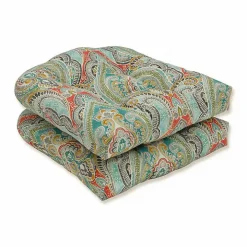 Colorful Paisley Outdoor Seat Cushions, Set of 2