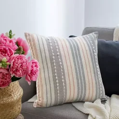 Colorful Textured Striped Accent Pillow
