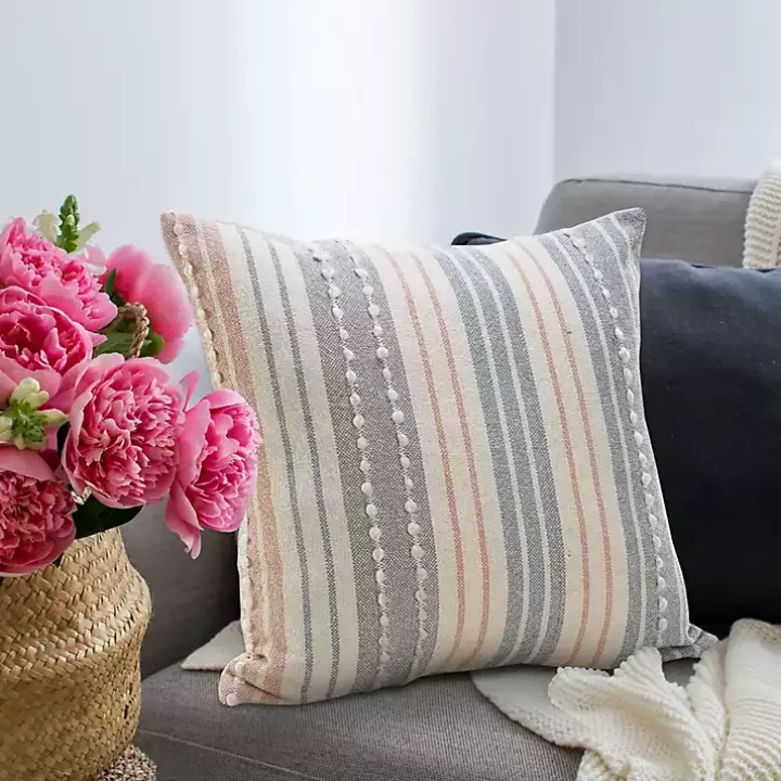 Colorful Textured Striped Accent Pillow