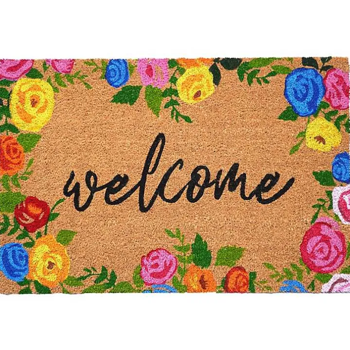Colorful Welcome Roses Doormat