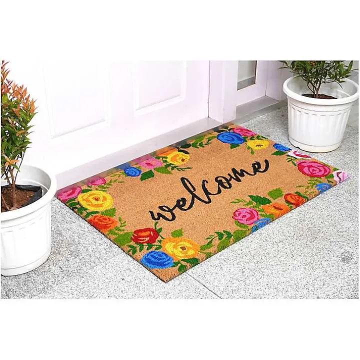 Colorful Welcome Roses Doormat