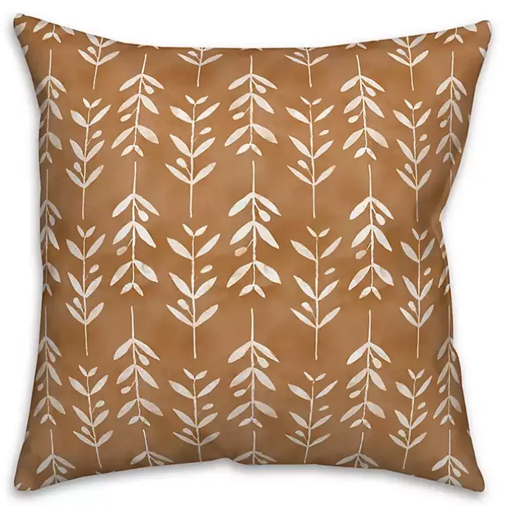 Copper & White Flowers Indoor/Outdoor Pillow