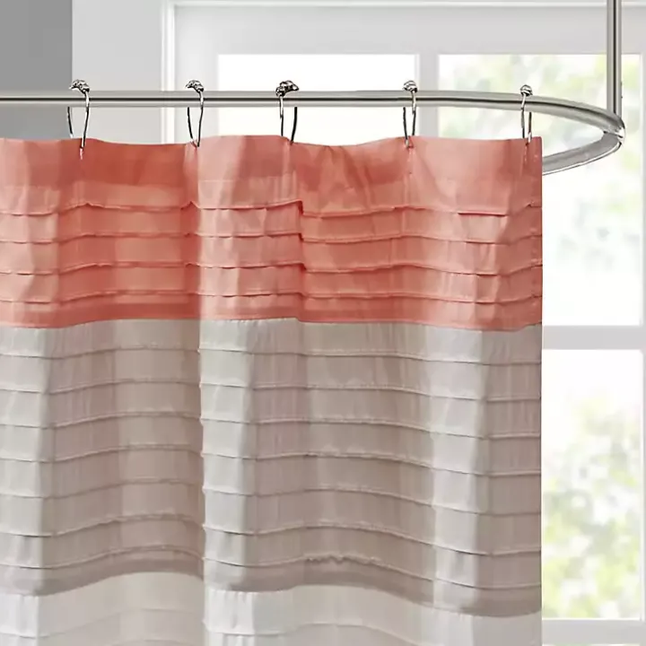 Coral Colorblock Silky Shower Curtain
