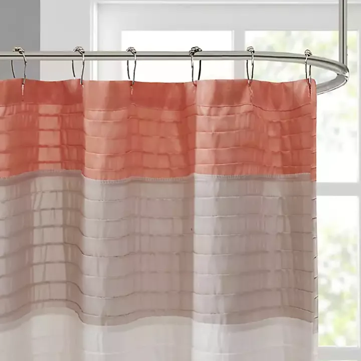 Coral Colorblock Silky Shower Curtain