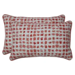 Coral Dotted Outdoor Lumbar Pillows, Set of 2