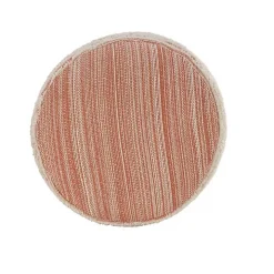 Coral Tropical Textured Distressed Pouf