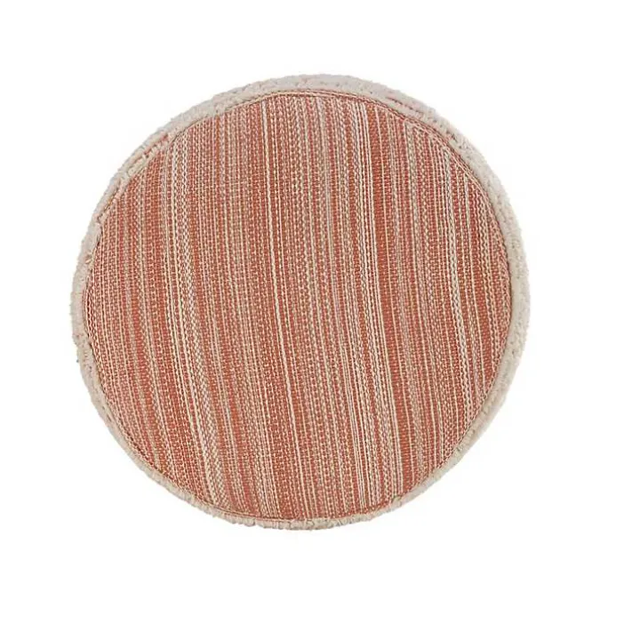 Coral Tropical Textured Distressed Pouf